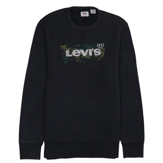 Levi's Men's Black Camouflage Logo Sweatshirt M Pullover Crew Neck