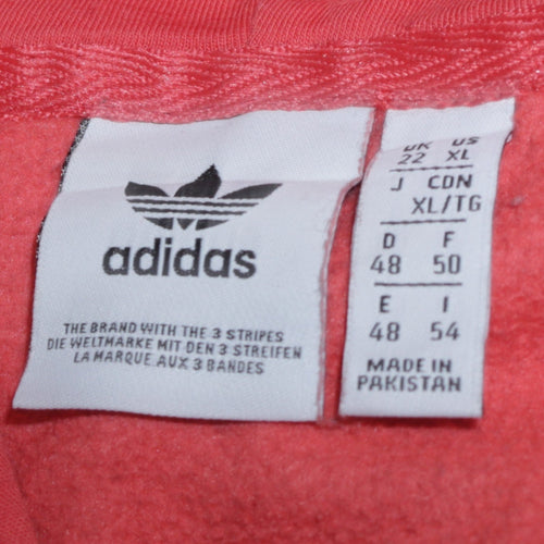 Adidas Womens Orange Hooded Pullover Sweatshirt Size 22 XL