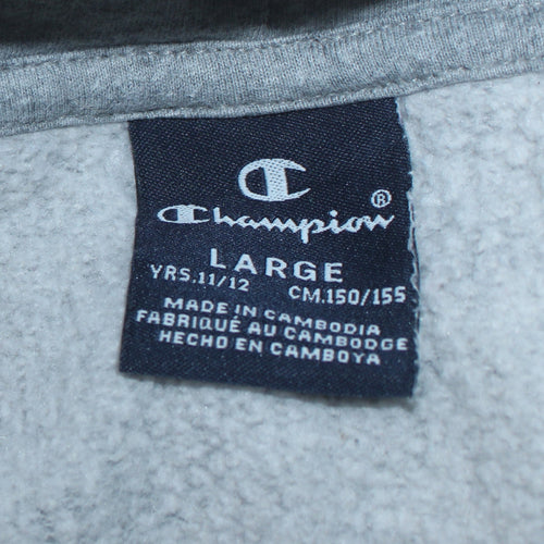 Champion Boys Grey Pullover Hoodie Large 11-12 Years Classic Logo Sweatshirt