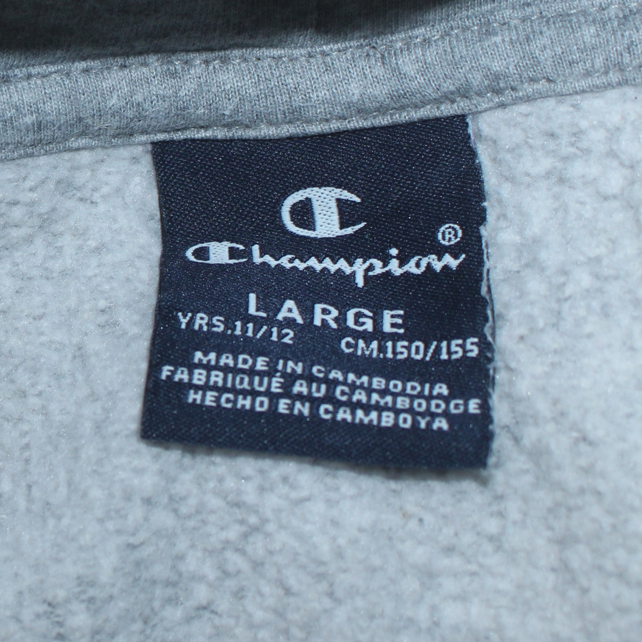 Champion Boys Grey Pullover Hoodie Large 11-12 Years Classic Logo Sweatshirt