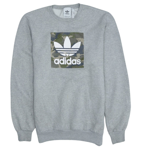 Adidas Men's Grey Camouflage Logo Crew Neck Sweatshirt M