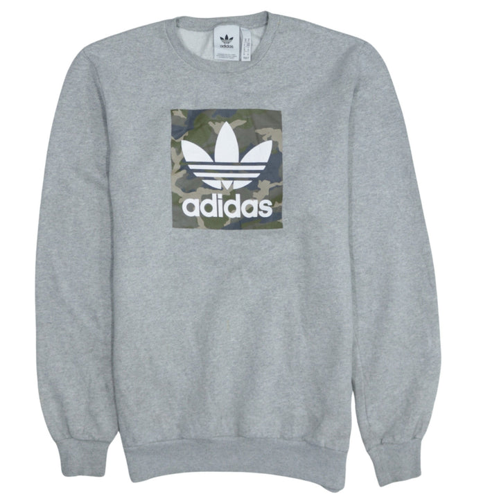 Adidas Men's Grey Camouflage Logo Crew Neck Sweatshirt M