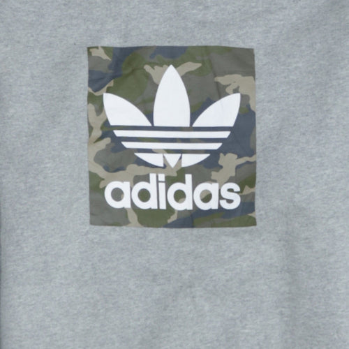 Adidas Men's Grey Camouflage Logo Crew Neck Sweatshirt M