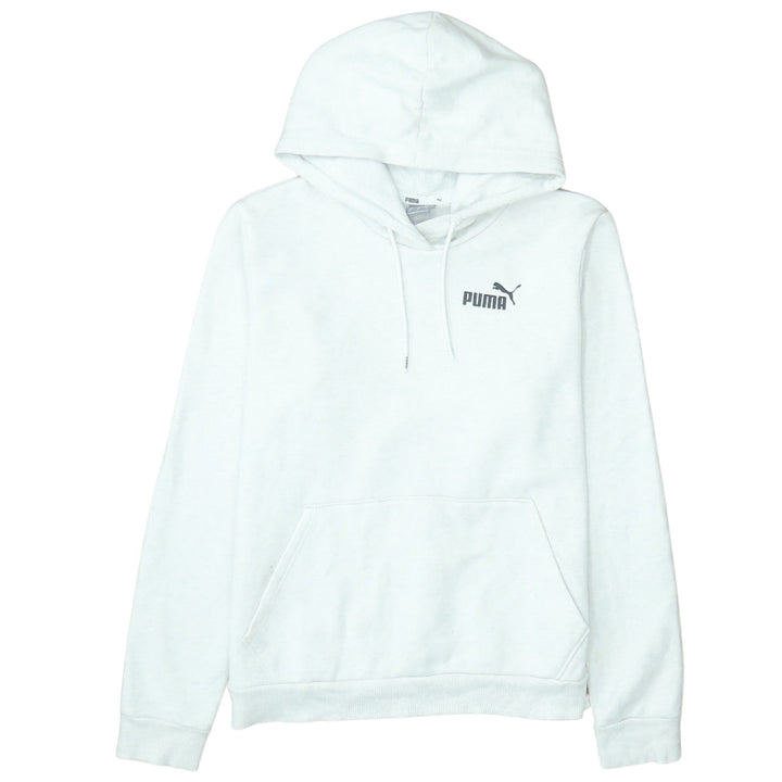 Puma Women White Pullover Hoodie Medium Logo Cotton Blend
