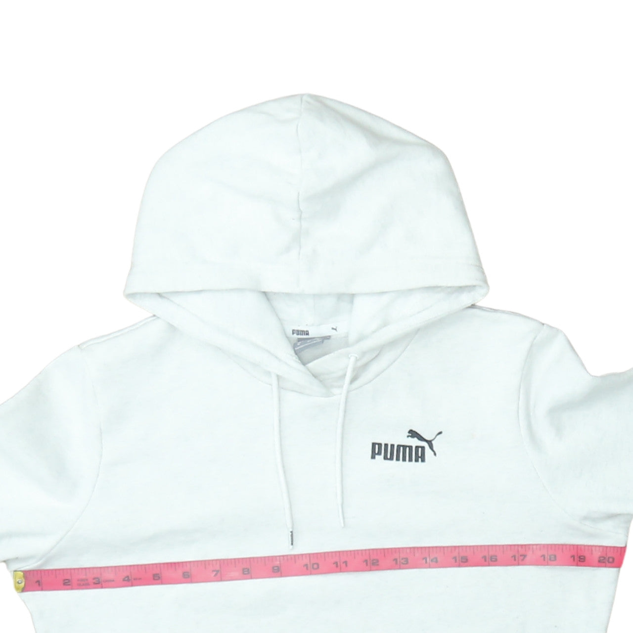 Puma Women White Pullover Hoodie Medium Logo Cotton Blend