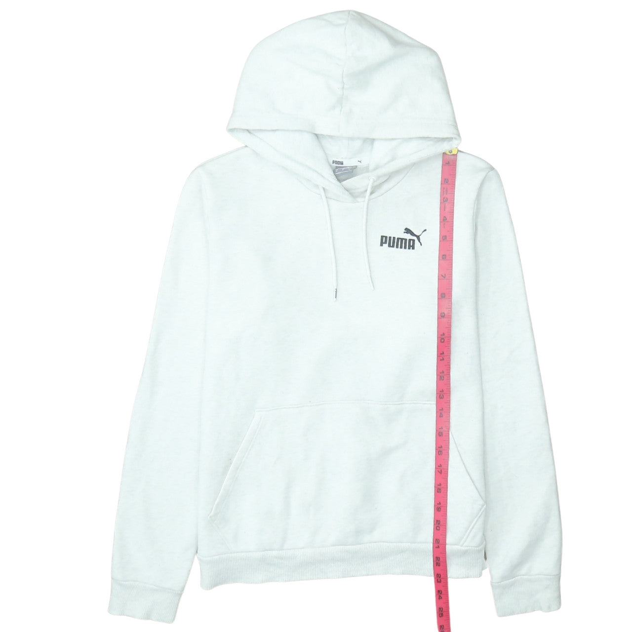 Puma Women White Pullover Hoodie Medium Logo Cotton Blend