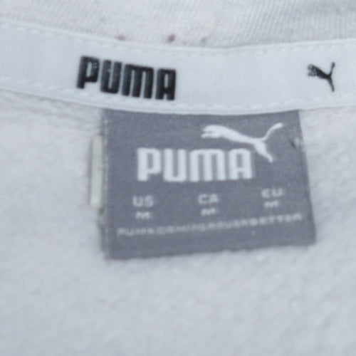 Puma Women White Pullover Hoodie Medium Logo Cotton Blend