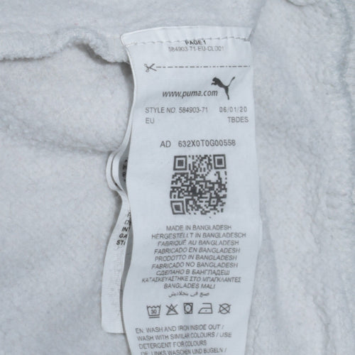 Puma Women White Pullover Hoodie Medium Logo Cotton Blend