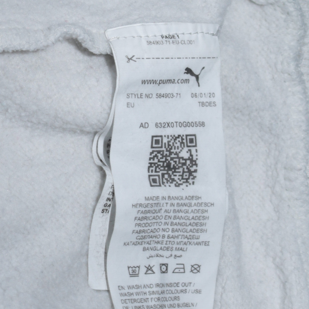 Puma Women White Pullover Hoodie Medium Logo Cotton Blend
