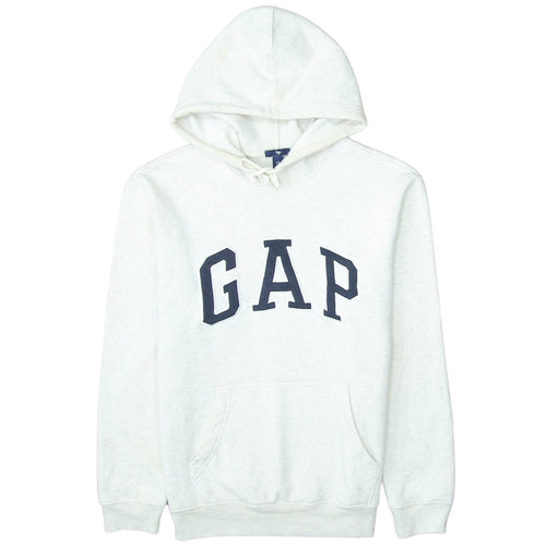 GAP Women Beige Hooded Pullover Sweatshirt Medium Cotton Fleece