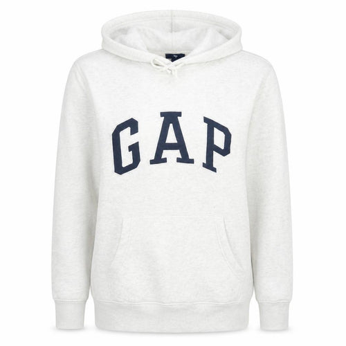 Gap Women Beige Hooded Pullover Sweatshirt Medium Cotton Fleece