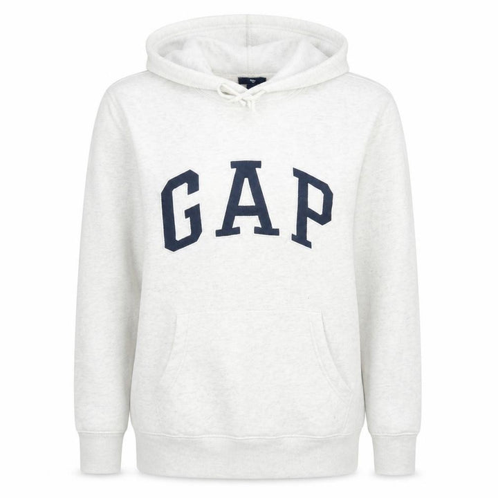Gap Women Beige Hooded Pullover Sweatshirt Medium Cotton Fleece