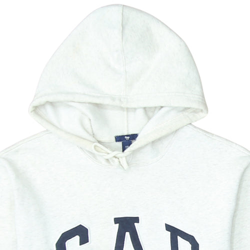 GAP Women Beige Hooded Pullover Sweatshirt Medium Cotton Fleece