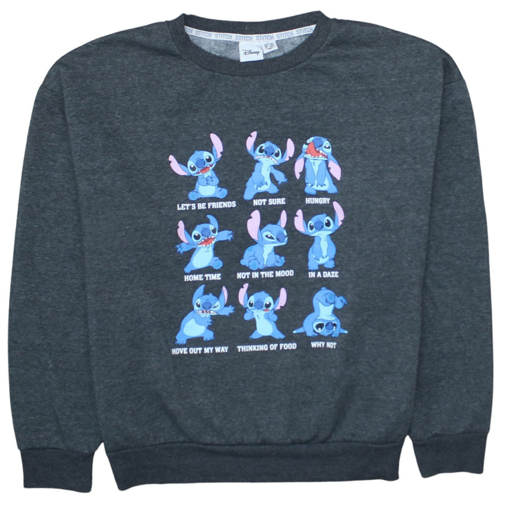 Disney Women’s Grey Stitch Sweatshirt Lilo & Stitch Graphic Print Size L