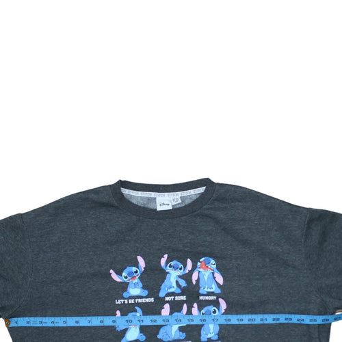 Disney Women’s Grey Stitch Sweatshirt Lilo & Stitch Graphic Print Size L