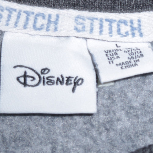 Disney Women’s Grey Stitch Sweatshirt Lilo & Stitch Graphic Print Size L
