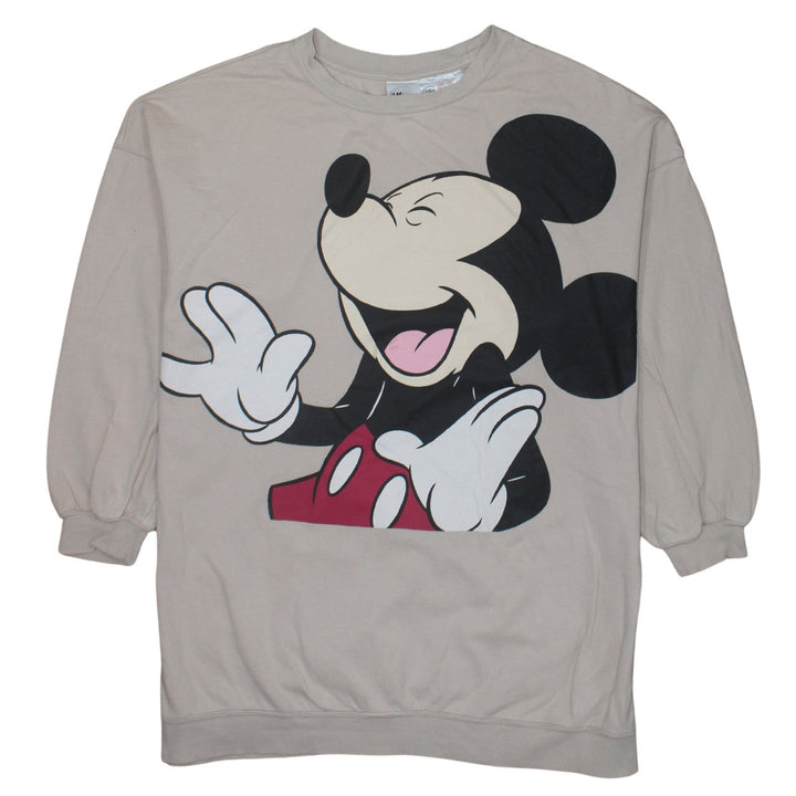 H&M Disney Women Beige Mickey Mouse Pullover Sweatshirt M