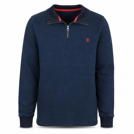 Front view of Timberland Men's Blue XS 1/4 Zip Collared Sweatshirt
