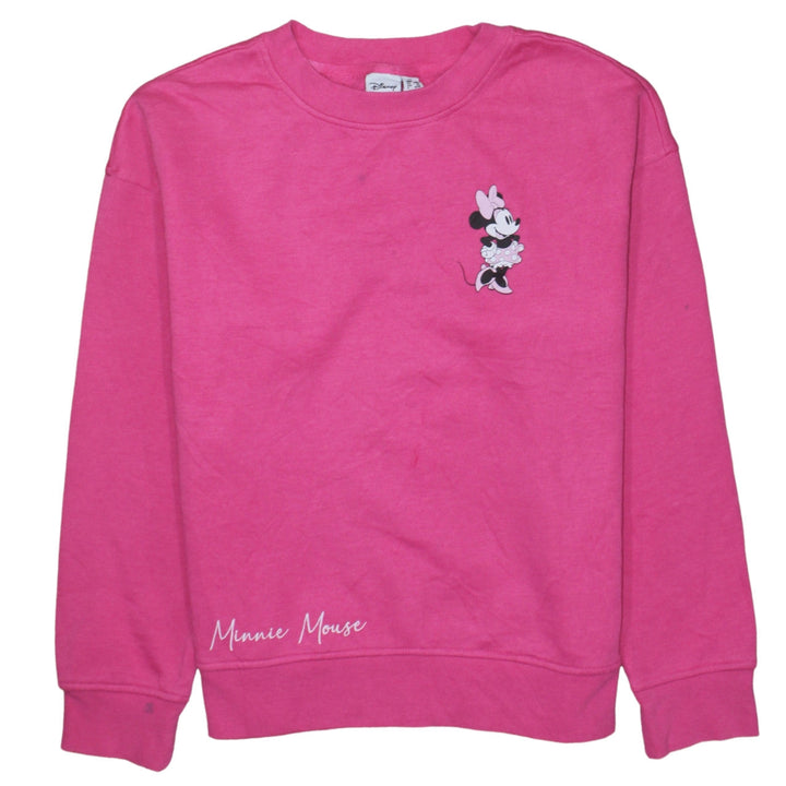 Disney Minnie Mouse Pink Crew Neck Sweatshirt Women 2XS Cotton Blend
