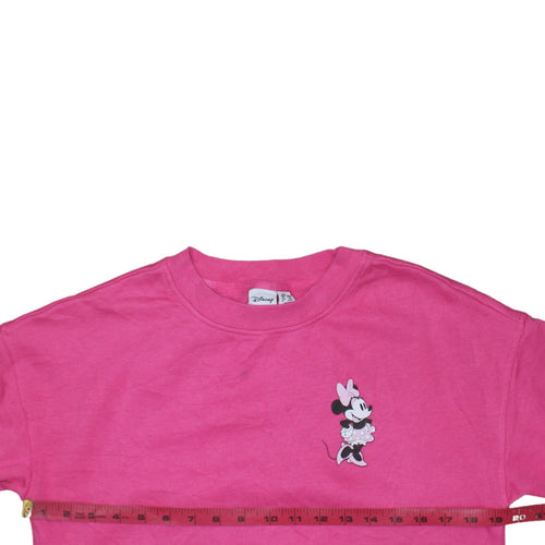Disney Minnie Mouse Pink Crew Neck Sweatshirt Women 2XS Cotton Blend