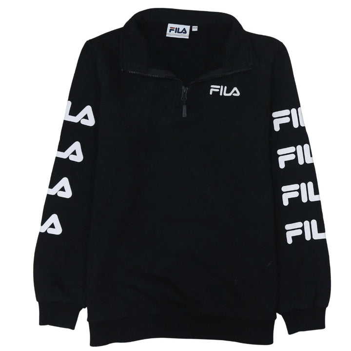 FILA Mens Black XS 1/4 Zip Logo Fleece Sweatshirt