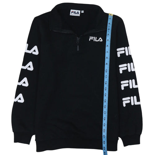 FILA Mens Black XS 1/4 Zip Logo Fleece Sweatshirt