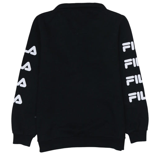 FILA Mens Black XS 1/4 Zip Logo Fleece Sweatshirt