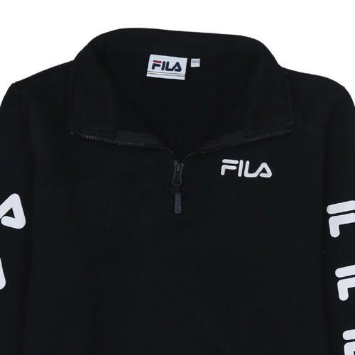 FILA Mens Black XS 1/4 Zip Logo Fleece Sweatshirt