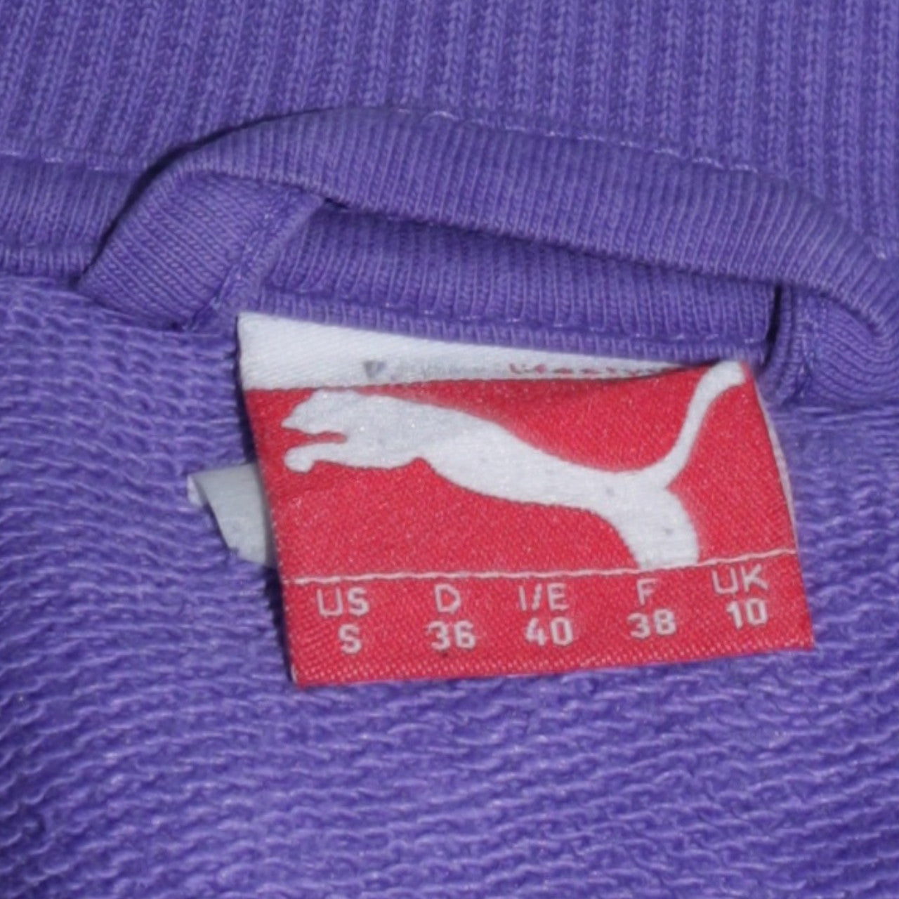 Puma Womens Purple Full Zip Sweatshirt Size UK 10 Cotton Blend