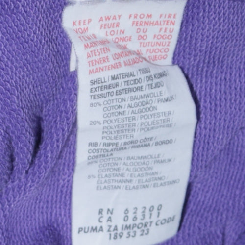 Puma Womens Purple Full Zip Sweatshirt Size UK 10 Cotton Blend