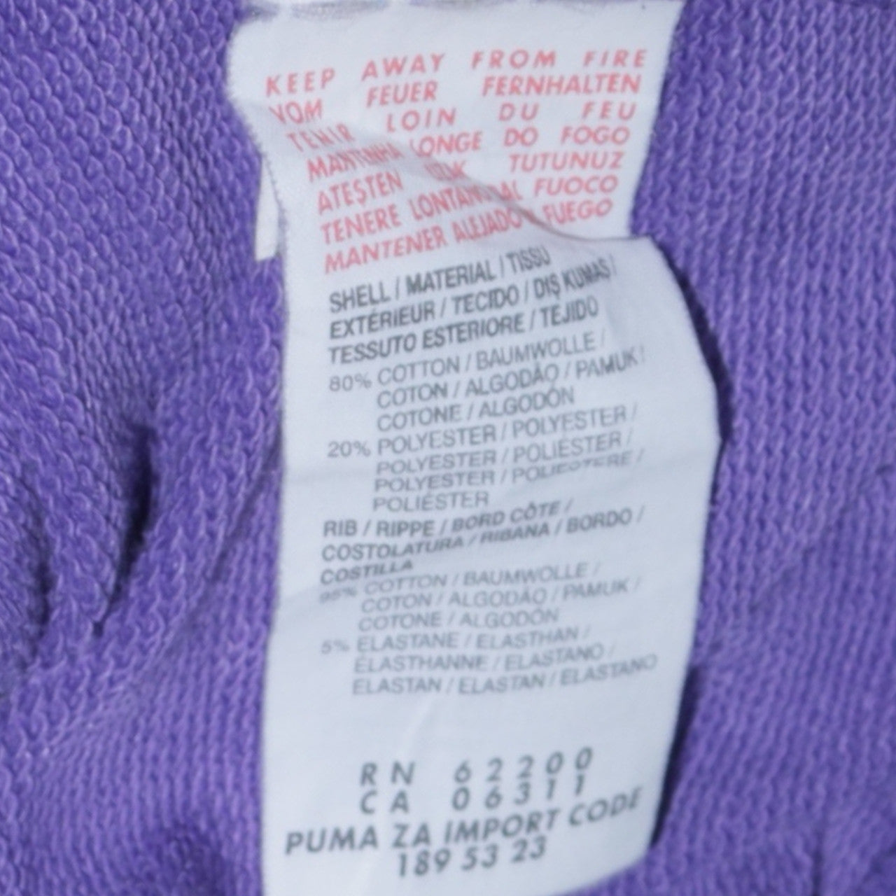 Puma Womens Purple Full Zip Sweatshirt Size UK 10 Cotton Blend