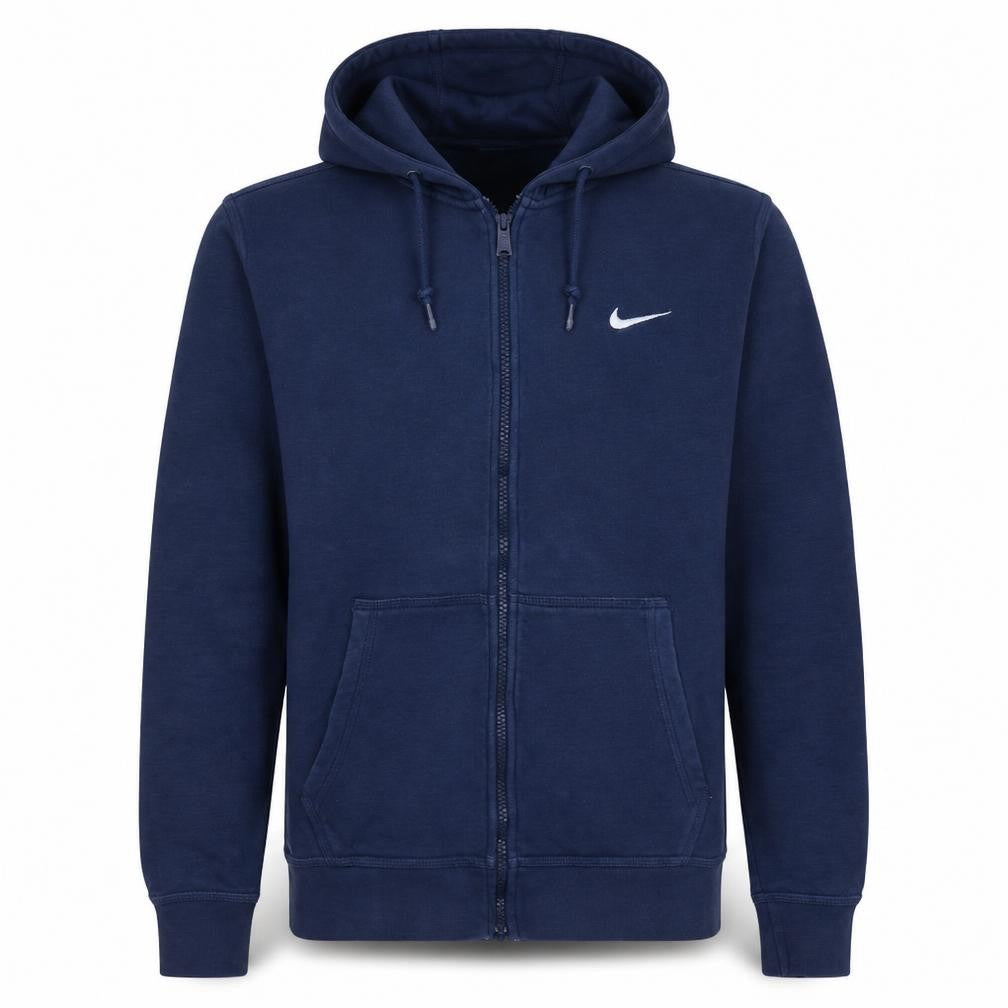 Front view of Nike Men's Blue Full Zip Hoodie Sweatshirt, size M