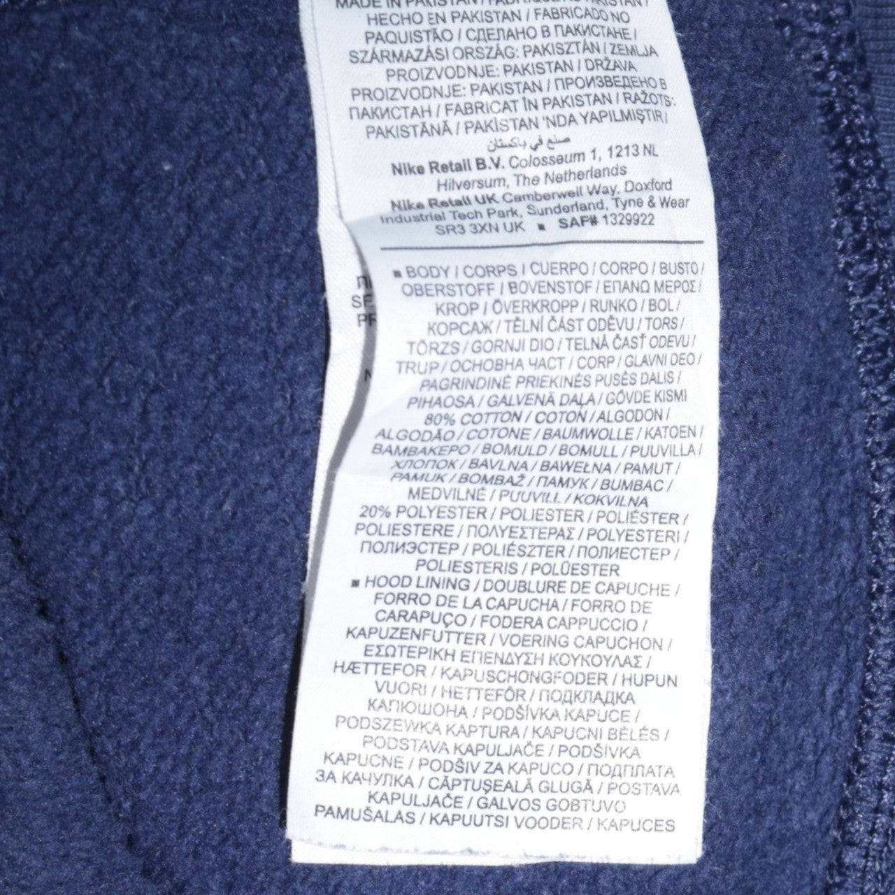 Nike Men's Blue Full Zip Hoodie Sweatshirt Size M