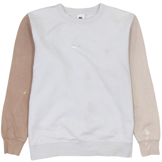 Nike Women’s Beige Colourblock Crew Neck Loose Fit Sweatshirt Size P