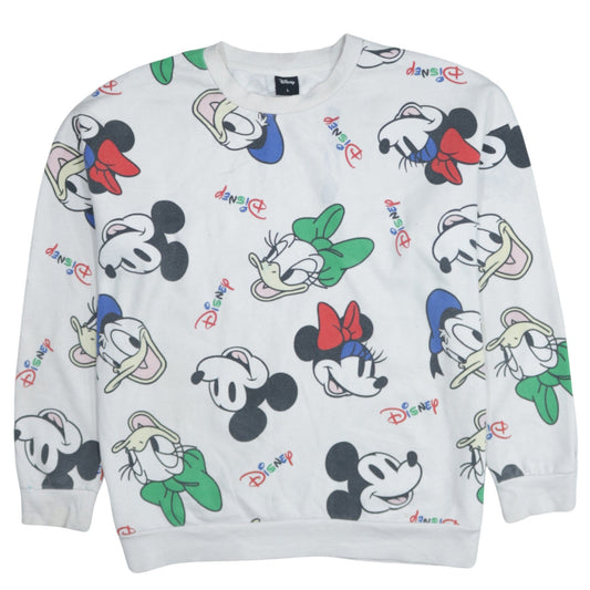 Disney Women White Multicoloured Sweatshirt L Mickey & Friends Print