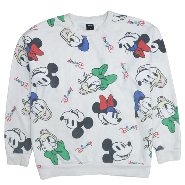 Disney Women White Multicoloured Sweatshirt L Mickey & Friends Print