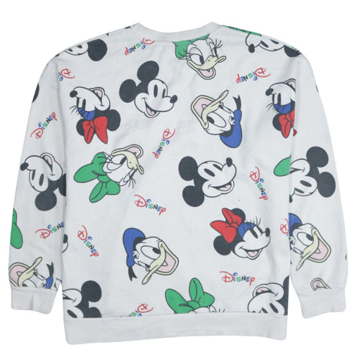 Disney Women White Multicoloured Sweatshirt L Mickey & Friends Print