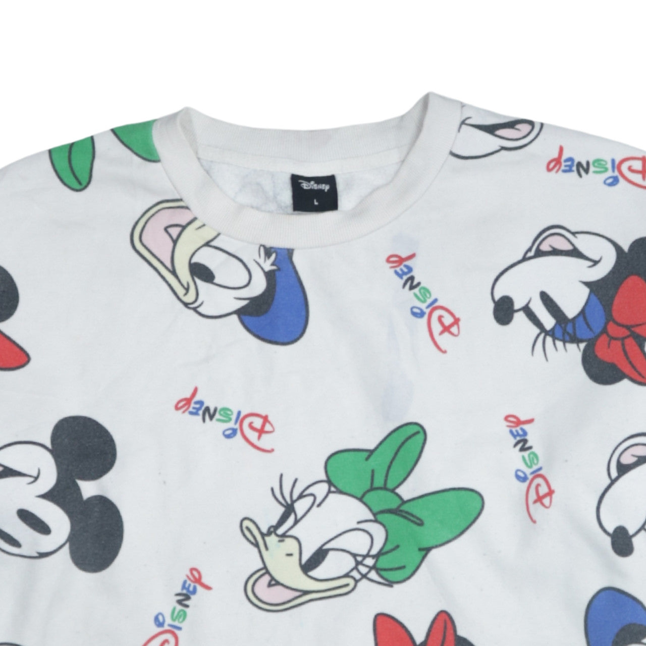 Disney Women White Multicoloured Sweatshirt L Mickey & Friends Print