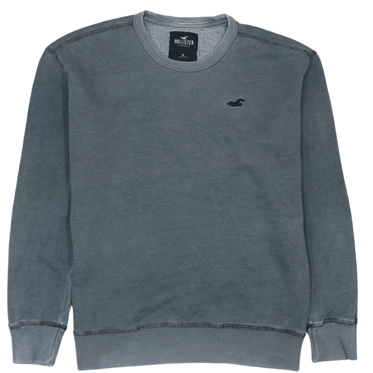 Hollister Men's Grey Pullover Sweatshirt M Regular Fit Logo Crew Neck