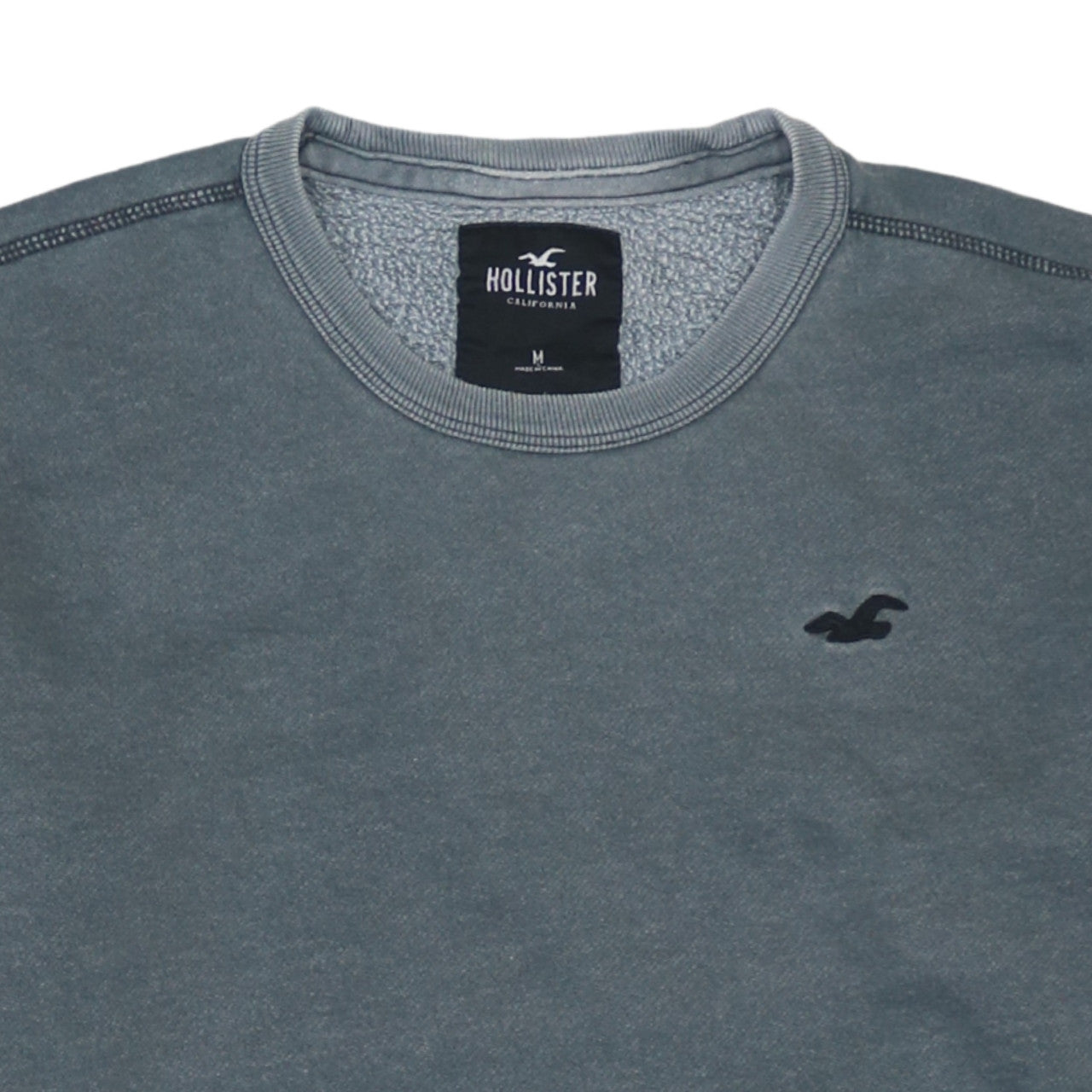 Hollister Men's Grey Pullover Sweatshirt M Regular Fit Logo Crew Neck