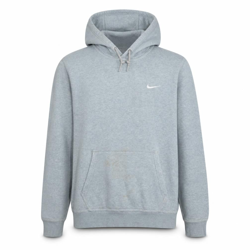 Front view of Nike Men's Grey Pullover Hoodie L Logo Fleece Sweatshirt