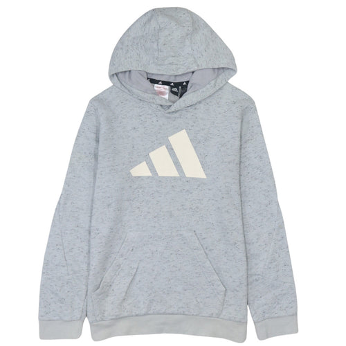 Adidas Boys Grey Pullover Hoodie Size 13-14 Years Regular Fit Logo Print