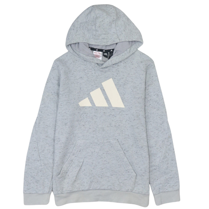 Adidas Boys Grey Pullover Hoodie Size 13-14 Years Regular Fit Logo Print