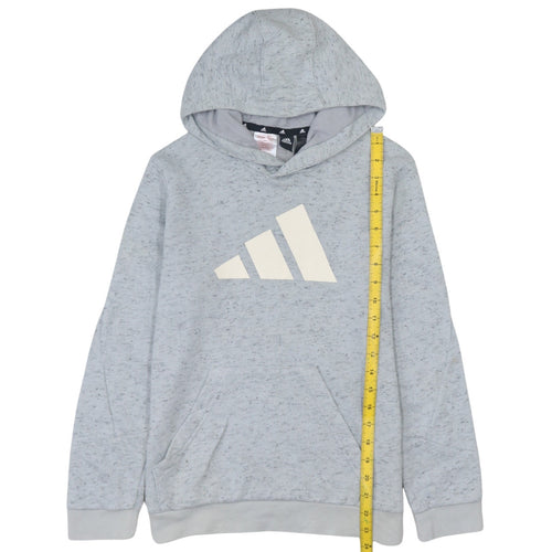 Adidas Boys Grey Pullover Hoodie Size 13-14 Years Regular Fit Logo Print