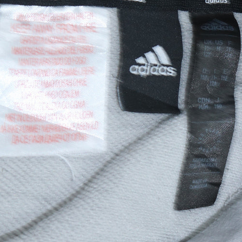 Adidas Boys Grey Pullover Hoodie Size 13-14 Years Regular Fit Logo Print