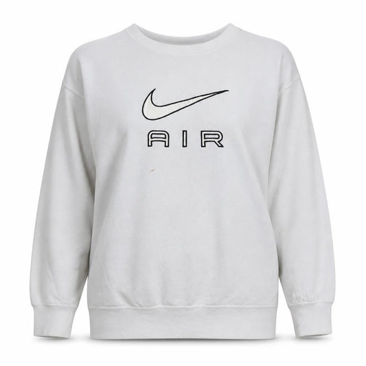 Front view of Nike Air White Women's 1X Pullover Sweatshirt with Logo Print