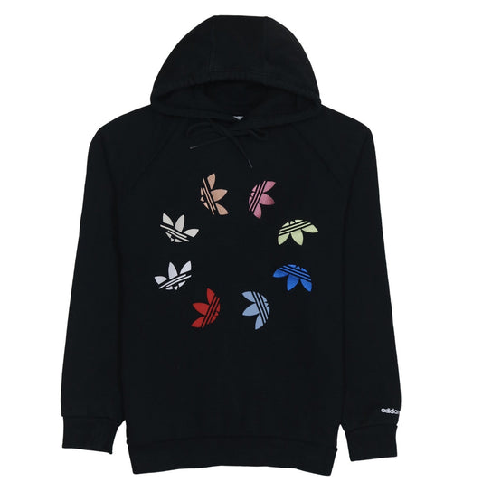 Adidas Womens Black Multicolour Logo Pullover Hoodie Size M
