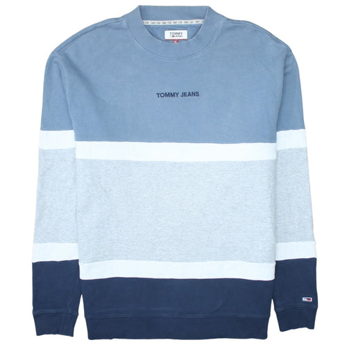 Tommy Jeans Mens Blue Colour Block Crew Neck Sweatshirt XL