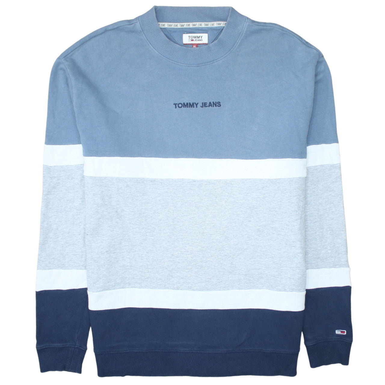Tommy Jeans Mens Blue Colour Block Crew Neck Sweatshirt XL
