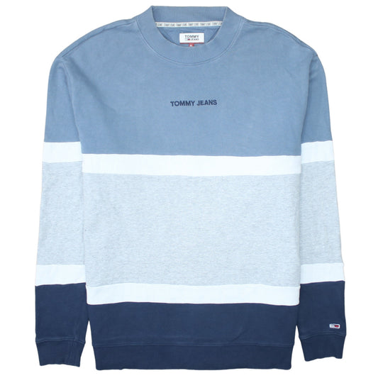 Tommy Jeans Mens Blue Colour Block Crew Neck Sweatshirt XL